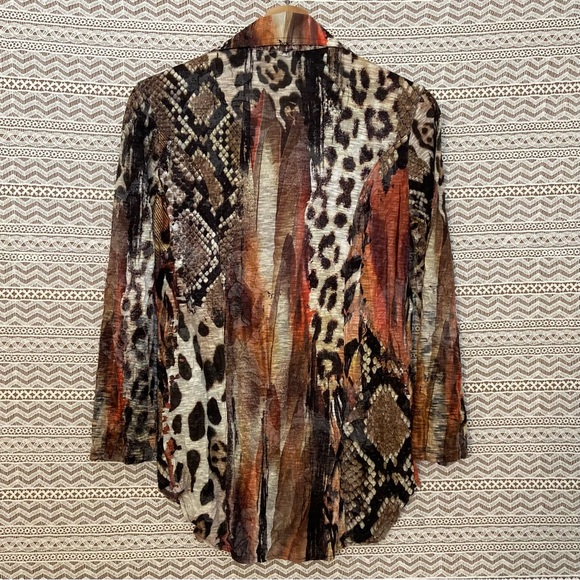 Animal Print Long Sleeve Blouse with Delicate Crystal Embellishments - G… - Picture 8 of 11